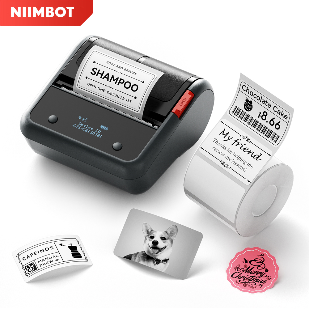 Commercial Printing Paper - Niimbot B3S เครื่องพิมพ์ฉลากไร้สาย 3 นิ้วความร้อนธุรกิจเครื่องประดับ Barcode